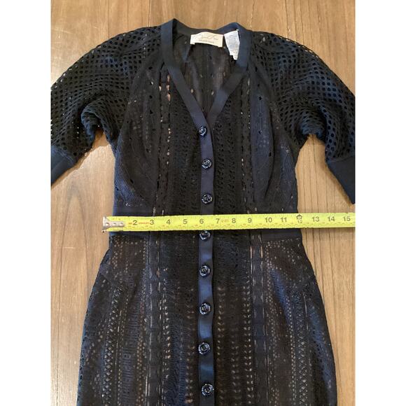 Anthropologie Beguile Byron Lars Mona Black Lace Button Front knit midi Dress 0 - Picture 11 of 12